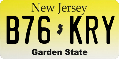 NJ license plate B76KRY