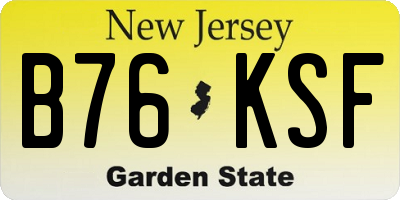 NJ license plate B76KSF