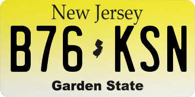 NJ license plate B76KSN