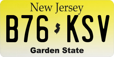 NJ license plate B76KSV