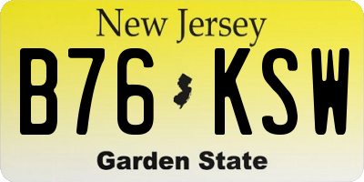NJ license plate B76KSW