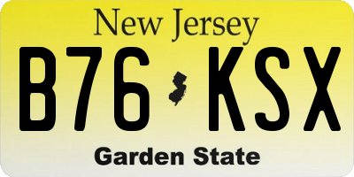 NJ license plate B76KSX