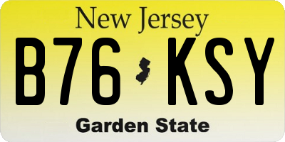 NJ license plate B76KSY