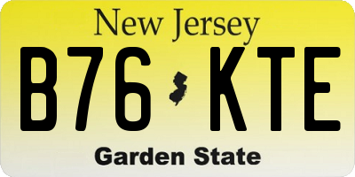 NJ license plate B76KTE