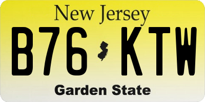 NJ license plate B76KTW