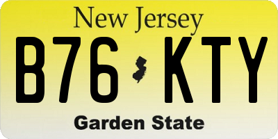 NJ license plate B76KTY