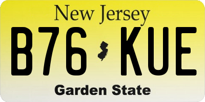 NJ license plate B76KUE