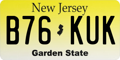 NJ license plate B76KUK