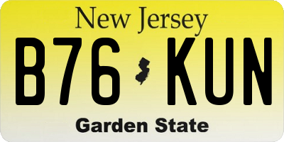 NJ license plate B76KUN