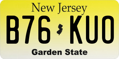 NJ license plate B76KUO