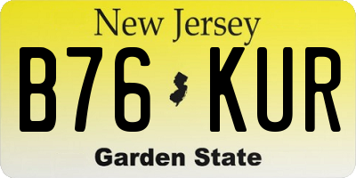 NJ license plate B76KUR