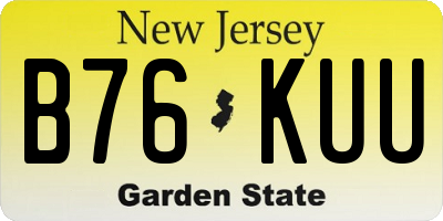 NJ license plate B76KUU