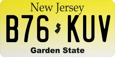 NJ license plate B76KUV