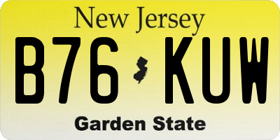 NJ license plate B76KUW