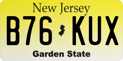 NJ license plate B76KUX