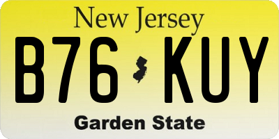 NJ license plate B76KUY