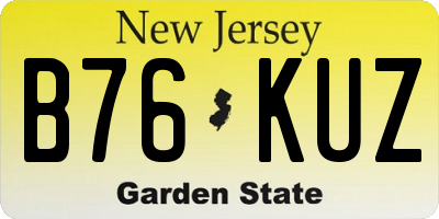 NJ license plate B76KUZ