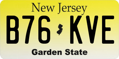 NJ license plate B76KVE