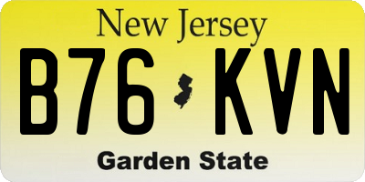 NJ license plate B76KVN