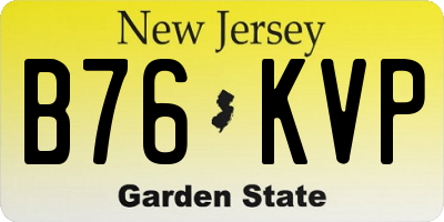 NJ license plate B76KVP