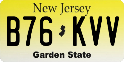 NJ license plate B76KVV