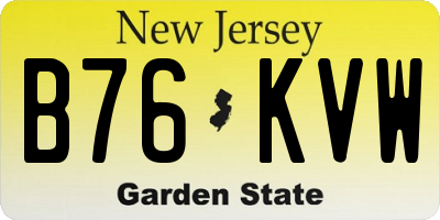NJ license plate B76KVW