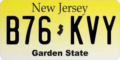 NJ license plate B76KVY