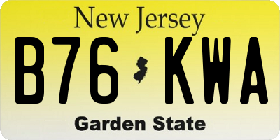 NJ license plate B76KWA