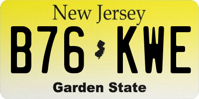 NJ license plate B76KWE