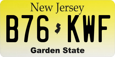 NJ license plate B76KWF