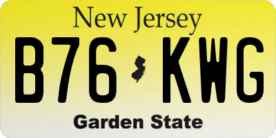 NJ license plate B76KWG
