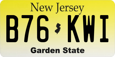 NJ license plate B76KWI