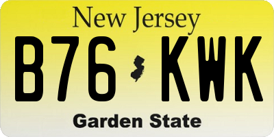 NJ license plate B76KWK