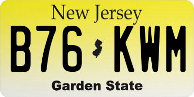 NJ license plate B76KWM