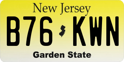 NJ license plate B76KWN