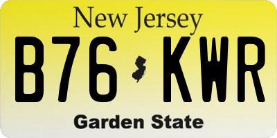 NJ license plate B76KWR