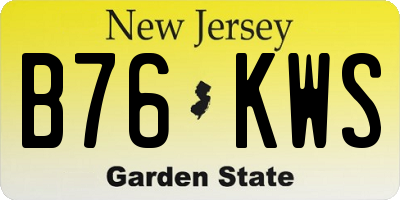 NJ license plate B76KWS