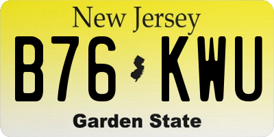 NJ license plate B76KWU