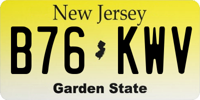 NJ license plate B76KWV