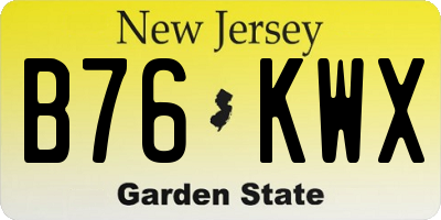 NJ license plate B76KWX