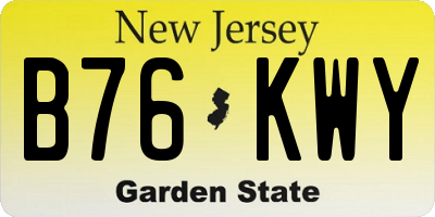 NJ license plate B76KWY