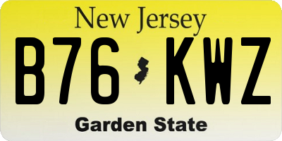 NJ license plate B76KWZ