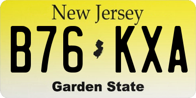 NJ license plate B76KXA