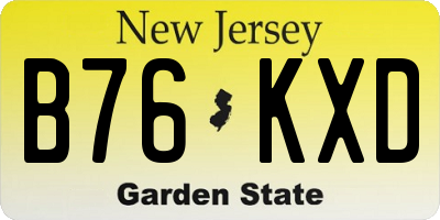 NJ license plate B76KXD