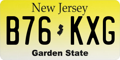 NJ license plate B76KXG