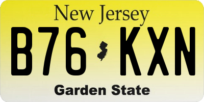 NJ license plate B76KXN