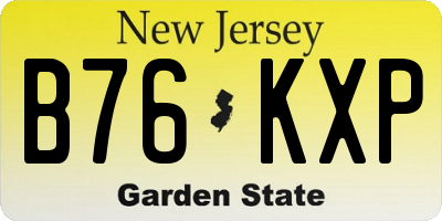 NJ license plate B76KXP
