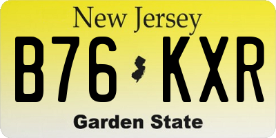 NJ license plate B76KXR