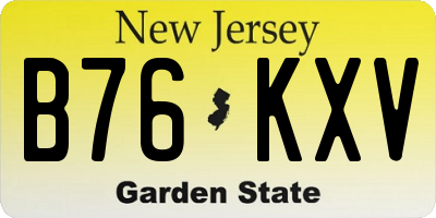 NJ license plate B76KXV
