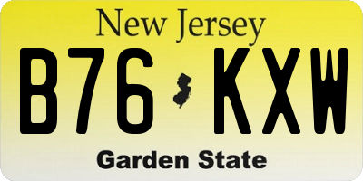 NJ license plate B76KXW